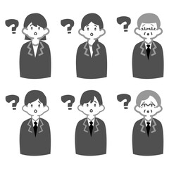 分からなくなり疑問を持つ会社員たち