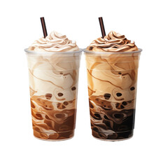 Coffee drinks isolated on transparent background.