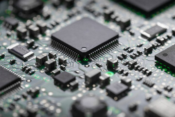 Processor and various elements on a printed circuit board