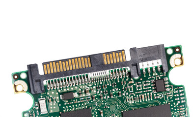 Printed circuit board for hard drive controller with SATA connector.