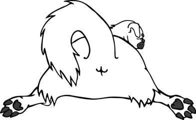 A puppy showing its cute buttocks, Line drawing illustration, Vector