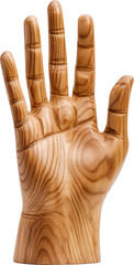 wooden hand,hand made of wood sculture isolated on white or transparent background,transparency 