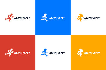 set of delivery man , supply , logistic, finance , logo deign template.