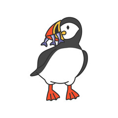puffin. Cute cartoon penguin. Vector illustration.