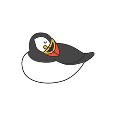 Puffin icon in flat color style. Bird animal vector illustration on white isolated background. Puffin business concept.