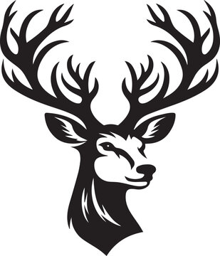 Silhouette of head of reindeer vector illustration