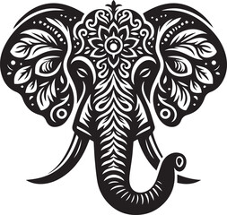 Stylised Elephant Head Illustration Vector Design