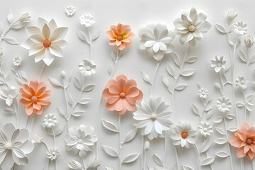 Flower and Leaf Frame Decoration and white background