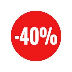Discount label 40% off