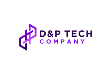 D and P letter linked initial logo design, business financial and industry company.