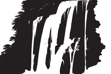 vector image black texture of a waterfall on pure white background