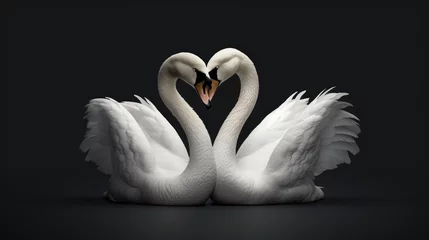 Fototapete Rund Romantic mood photo of two swan lovers. © andri
