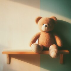 Photo of brown big teddy bear ai generative - obrazy, fototapety, plakaty