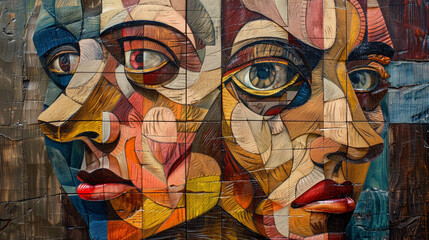 The complexity of emotion rendered in cubist form, a head with faces that intersect and diverge in unexpected ways