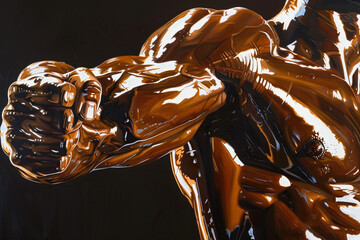 The gleam of light on shiny muscles, highlighting the power and beauty of human strength in vivid detail