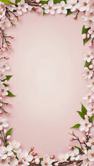 Fototapeta na wymiar exquisite cherry blossom branches as a frame border, isolated with negative space for layouts