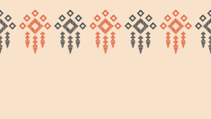 Traditional Ethnic ikat motif fabric pattern geometric style.African Ikat embroidery Ethnic oriental pattern brown cream background wallpaper. Abstract,vector,illustration.Texture,frame,decoration.