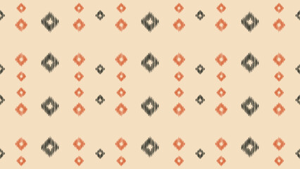 Traditional Ethnic ikat motif fabric pattern geometric style.African Ikat embroidery Ethnic oriental pattern brown cream background wallpaper. Abstract,vector,illustration.Texture,frame,decoration.