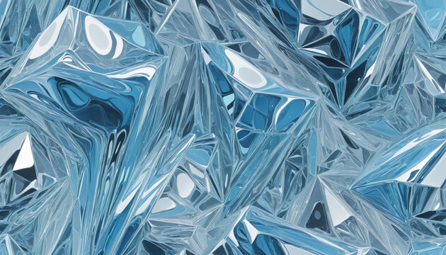 glistening crystal blue ice frozen in an abstract futuristic 3d texture isolated on a transparent background