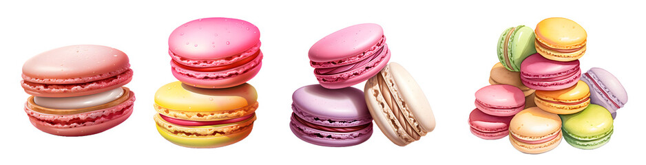 illustration macaron isolated on a transparent PNG background, white background , Generative Ai