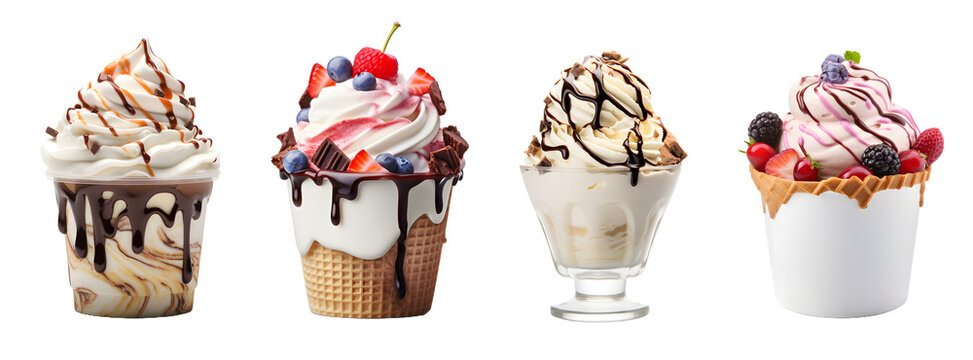 Chocolate dessert, ice cream isolated on a transparent PNG background, white background , Generative Ai
