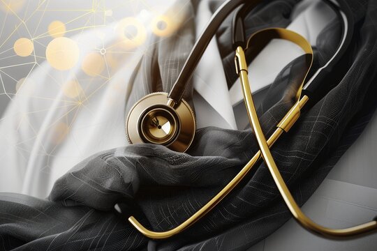 Logo medicine doctor, pharmacology treatment, family care hospital. Minimalistic banner copy space creative VIP promotion vitruvian man