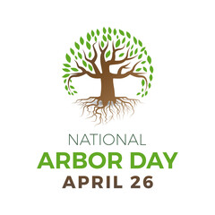 Obraz premium National Arbor Day celebrated every year of April 26, Vector banner, flyer, poster and social medial template design.