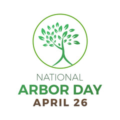 National Arbor Day celebrated every year of April 26, Vector banner, flyer, poster and social medial template design.