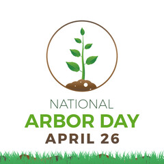 National Arbor Day celebrated every year of April 26, Vector banner, flyer, poster and social medial template design.