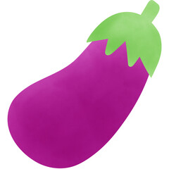 Illustration of a watercolor eggplant isolated on png or transparent background