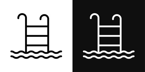 Ladder in Swimming Pool Icon Set. Vector Illustration