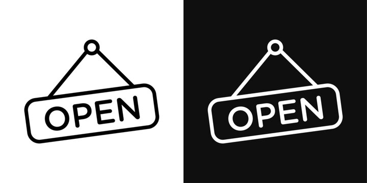 Open Sign Icon Set. Vector Illustration