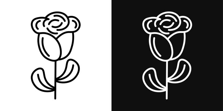 Rose Icon Set. Vector Illustration