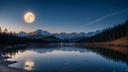 Foto op Plexiglas 満月の夜の海 © AI_art_4no