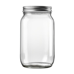 A blank glass mason jar with a metal lid isolated on transparent background, png - obrazy, fototapety, plakaty