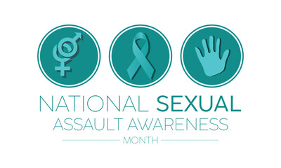 National Sexual Assault Awareness Month Observed every year of April, Vector banner, flyer, poster and social medial template design.