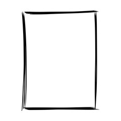Frame border element, brush stroke grunge shape icon, vertical, rectangle decorative doodle element for design in vector illustration