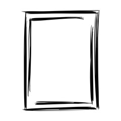 Frame border element, brush stroke grunge shape icon, vertical, rectangle decorative doodle element for design in vector illustration