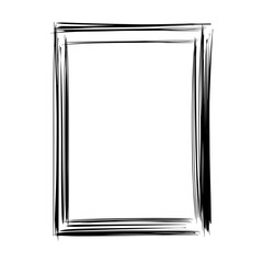 Frame border element, brush stroke grunge shape icon, vertical, rectangle decorative doodle element for design in vector illustration