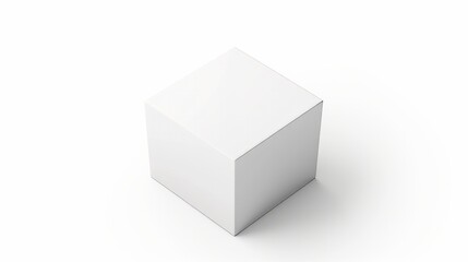 White cube blank box from top front far side angle. 3D illustration isolated on white background. - obrazy, fototapety, plakaty