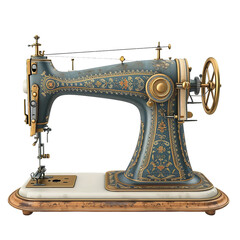 Magnificent Vintage Sewing Machine isolated on white background