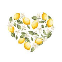 Lemon hearts illustration. hand-drawn citrus. - 749738790