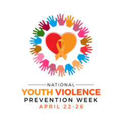National Youth Violence Prevention Week Observed every year of April 22 to April 26, Vector banner, flyer, poster and social medial template design.