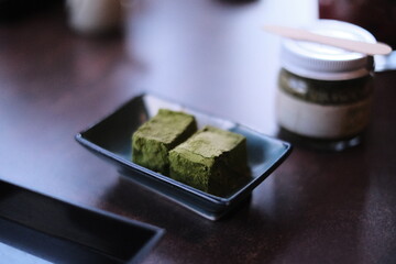 Japanese sweets, Warabi Mochi with Green tea
Japanese dessert in Japan Warabimochi Matcha