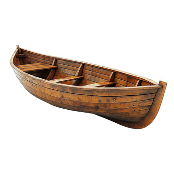 Magnificent Wooden Rowboat isolated on white background