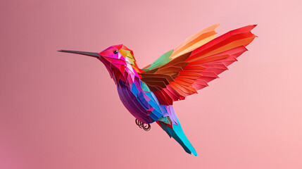 Fototapeta premium A vibrant paper craft hummingbird