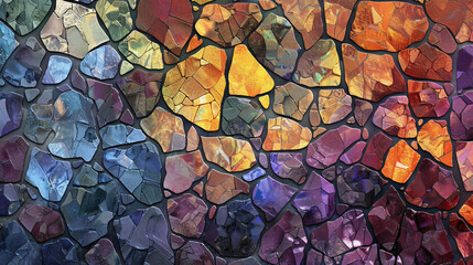 Abstract bold colors colorful mosaic stone wall