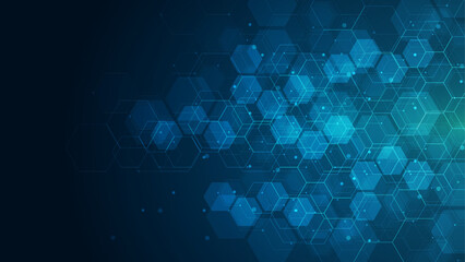 Abstract cube hexagon shape background. Digital technology concept