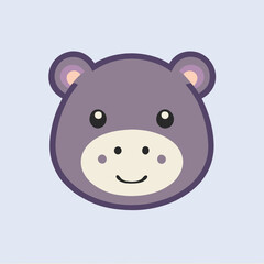 a hippopotamus logo, the smallest flat vector logo,, with no realistic photo details, vector illustration kawaii