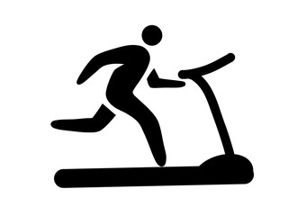 Man running on a treadmill icon. Vector illustration isolated on white background.